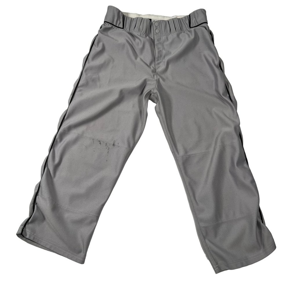 ADIDAS Mens‎ Open Bottom Baseball Pants 31" x 23"  Grey Black Stripe